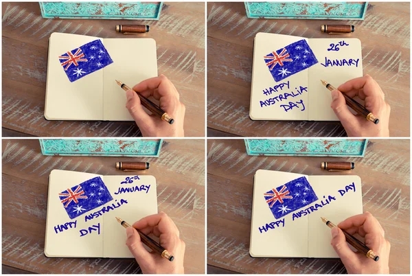 Photo collage with Happy Australia Day and Australian flag — Stock Photo, Image