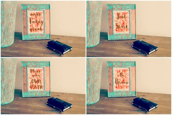 Photo collage of Vintage photo frames with motivational messages
