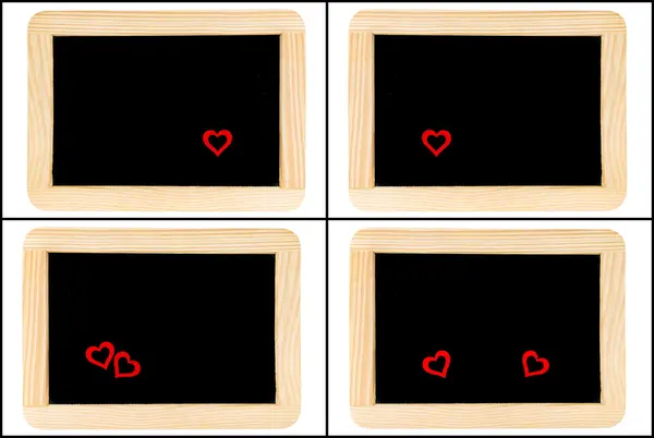 Vintage Chalkboards met rood hart symbolen — Stockfoto