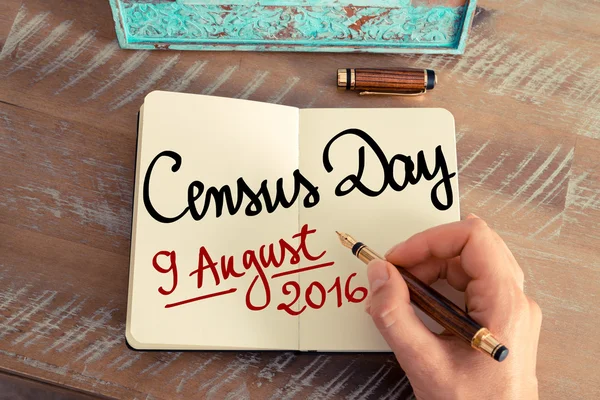 Census Day 9 August 2016, Australia written on notebook page — Stock Photo, Image