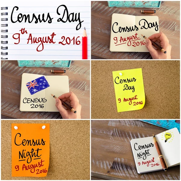 Collage fotografico del Census Day 9 agosto 2016, Australia concept images — Foto Stock