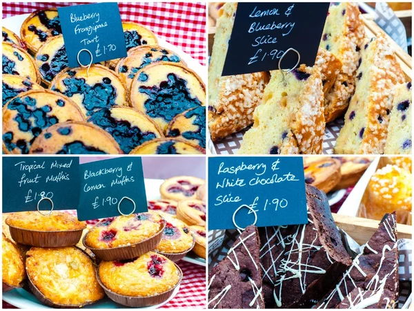 Photo collage of traditional British cakes — Stock Photo, Image