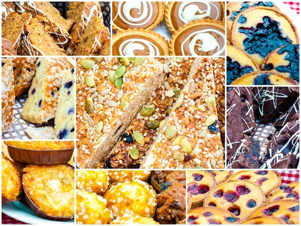 Photo collage of traditional British cakes — Stock Photo, Image