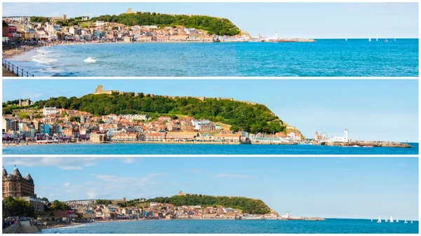 Colagem de fotos com imagens panorâmicas de Scarborough, North Yorskire, Inglaterra — Fotografia de Stock