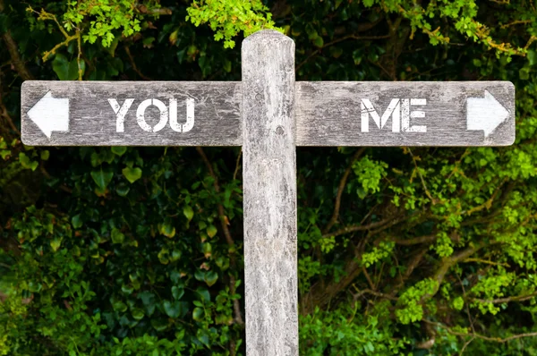 You versus Me directional signs — Stock Photo, Image