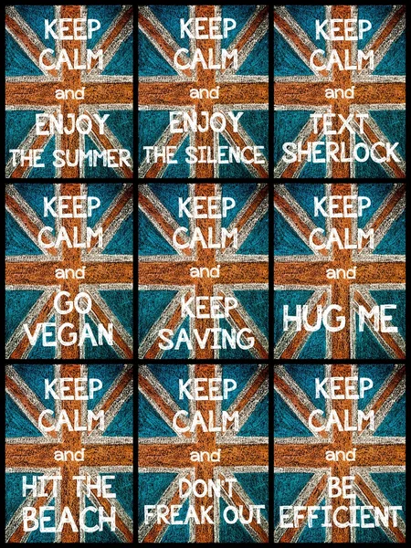 Collage fotografico di vari messaggi Keep Calm — Foto Stock