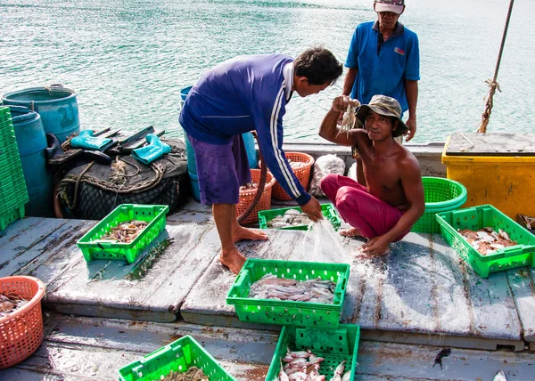 Baan aoyai salata balıkçı köyü koh kood Island, Tayland tarihinde, Tayland balıkçı gün sıralama yakalama — Stok fotoğraf