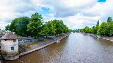 View over River Ouse and bridge in the city of York, UK.York is a historic walled city at the confluence of the Rivers Ouse and Foss in North Yorkshire, England clipart