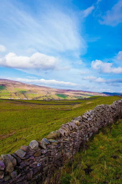 Zielone krajobrazy krajobraz w Yorkshire Dales National Park, Wielka Brytania — Zdjęcie stockowe