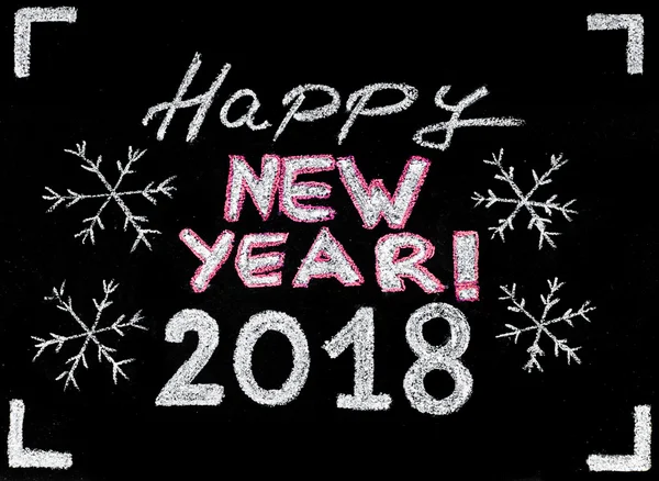 Mutlu yeni yıl 2018, el ile Tebeşir tahtaya, vintage kavramı yazma