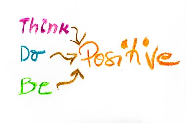 Think Positive, colorful hand writing on paper, positive thinking conceptual image
