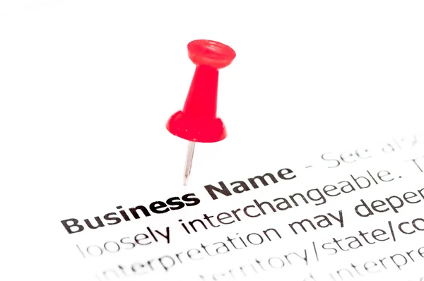Closeup shot over words Business Name on paper — Stock Photo, Image