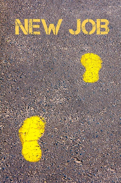 Yellow footsteps on sidewalk towards New Job message — Stock Photo, Image