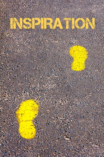 Yellow footsteps on sidewalk towards Innovation message — Stock Photo, Image