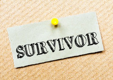 Geri dönüşümlü kağıt Not cork tahtada yıktı. Survivor mesaj. Kavram görüntü