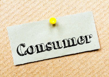 Geri dönüşümlü kağıt Not cork tahtada yıktı. Tüketici mesajı