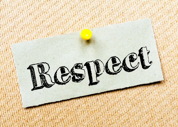 Recycled paper note pinned on cork board. Respect Message — Stock Photo, Image