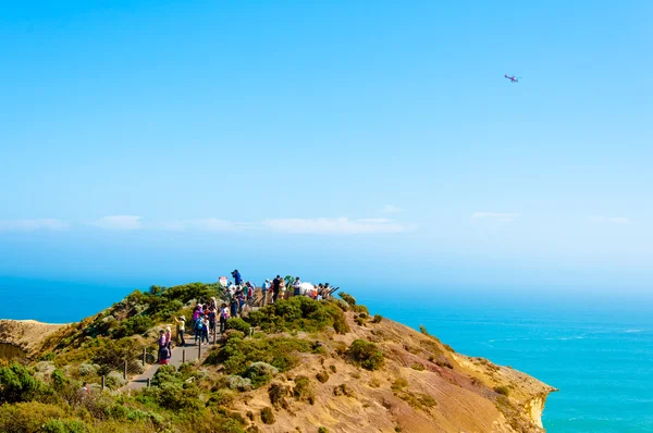 Turistas que visitam os Doze Apóstolos pela Great Ocean Road em Victoria, Austrália Fotografia De Stock