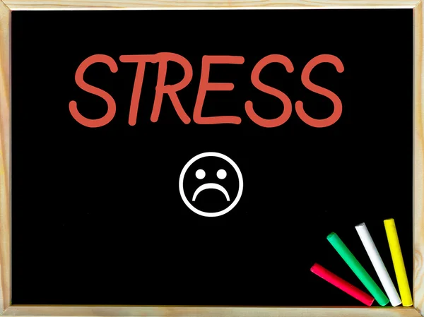 Messaggio di stress e faccina emoticon triste — Foto Stock
