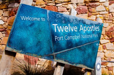 Giriş bilgi işareti attwelve Havariler, bağlantı noktası Campbell Milli Park, Avustralya