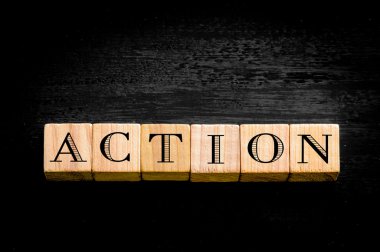 Word siyah arka plan üzerine izole eylem