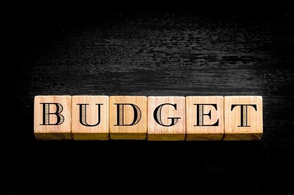Word Budget isolato su sfondo nero — Foto Stock