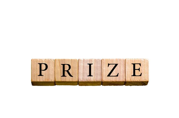 Word PRIZE isolato su sfondo bianco con spazio di copia — Foto Stock