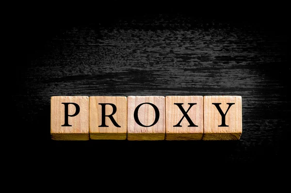 Word Proxy isoliert auf schwarzem Hintergrund mit Kopierraum — Stockfoto