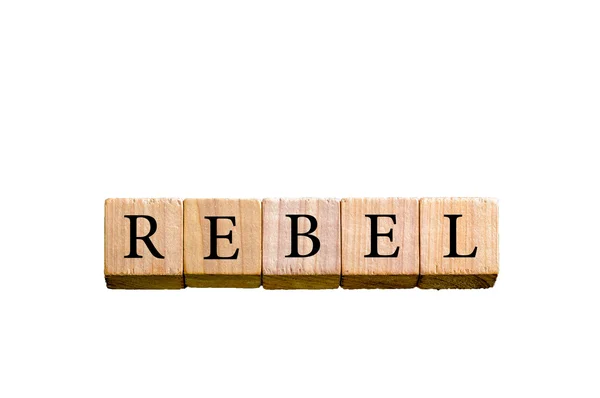 Wort Rebell isoliert auf weißem Hintergrund mit Kopierraum — Stockfoto