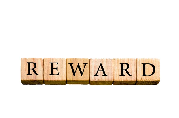 Word REWARD isolato su sfondo bianco con spazio di copia — Foto Stock