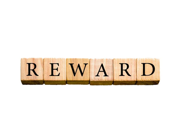 Word REWARD isolato su sfondo bianco con spazio di copia — Foto Stock