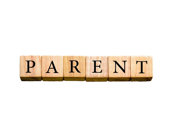 Word PARENT aislado sobre fondo blanco con espacio de copia — Foto de Stock