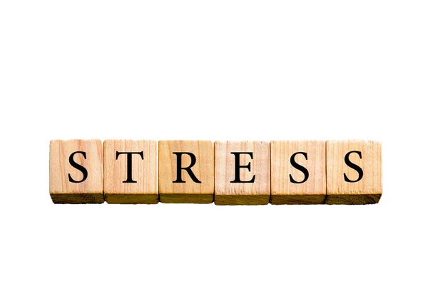 Word STRESS isolato su sfondo bianco con spazio di copia — Foto Stock