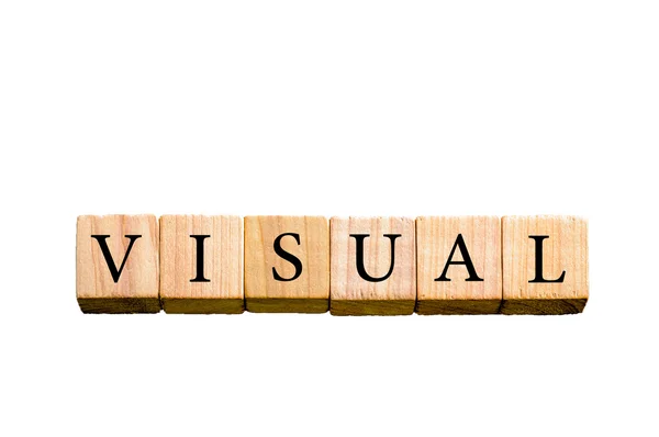 Word VISUAL แยกกันบนพื้นหลังสีขาวที่มีพื้นที่สําเนา — ภาพถ่ายสต็อก