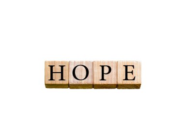 Word kopya alanı ile beyaz arka plan üzerinde izole umut