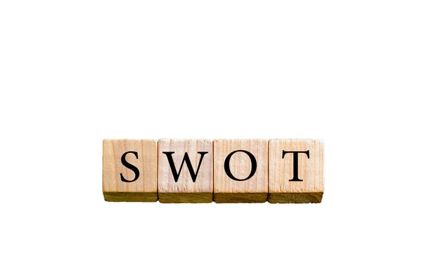 Word SWOT isolé sur fond blanc avec espace de copie — Photo