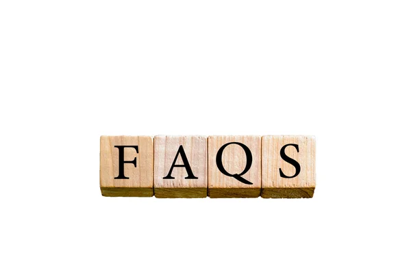 Word FAQS isolato su sfondo bianco con spazio di copia — Foto Stock