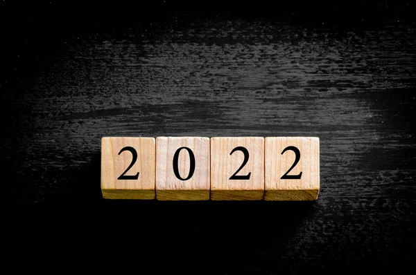 Year 2022 isolated on black background with copy space — Stock Photo, Image