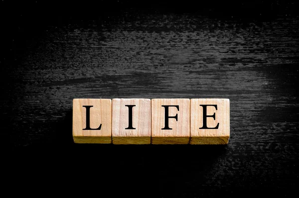 Word LIFE isolated on black background with copy space — Stock Photo, Image