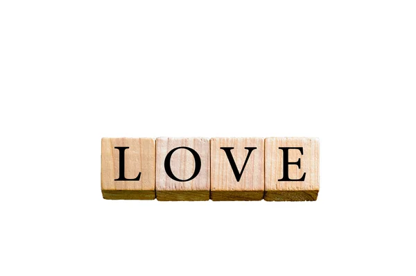 Word LOVE isolated on white background with copy space — Stock Photo, Image