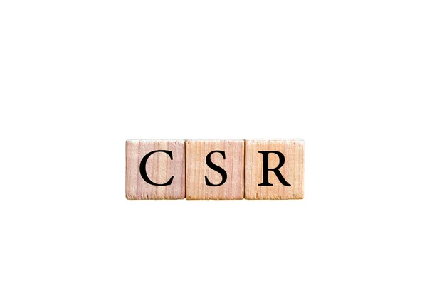 Акроним CSR - корпоративная социальная ответственность, изолированная копировальным пространством — стоковое фото