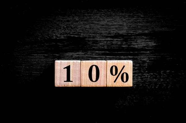 Ten percent symbol isolated on black background with copy space — Stock Photo, Image