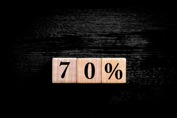 Seventy percent symbol isolated on black background with copy space — Stock Photo, Image