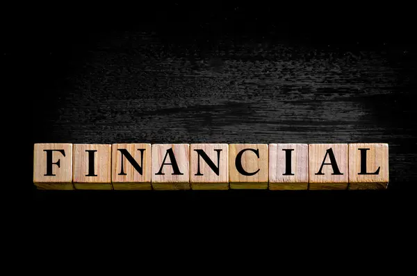 Word FINANCIAL isolated on black background — Stock Photo, Image