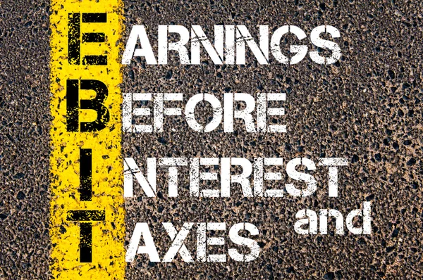 Business Acronym EBIT as Earnings before interest and taxes — Stock Photo, Image