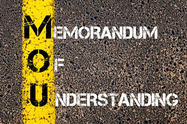 Acrônimo de negócio MOU - Memorando de Entendimento — Fotografia de Stock