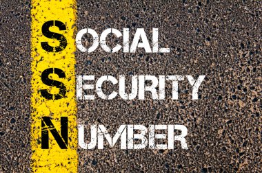 Acronym SSN as Social Security Number clipart