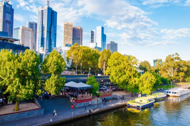 Panoramic view over Yarra River and City Skyscrapers in Melbourne, Australia clipart