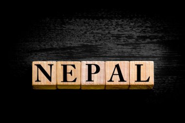 Siyah arka plan üzerine izole Word Nepal