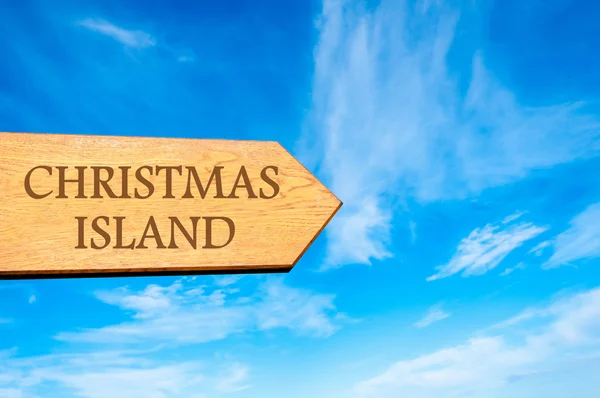 Houten pijl teken wijzen bestemming Christmaseiland — Stockfoto